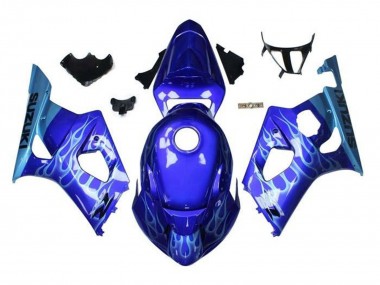 Best 2003-2004 Suzuki GSXR 1000 Motorcycle Fairings - Blue Light Blue White Flame UK