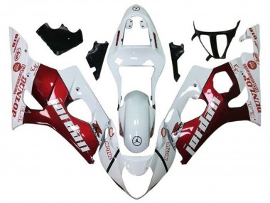 Best 2003-2004 Suzuki GSXR 1000 Motorcycle Fairings - White Red Jordan UK