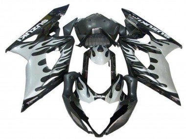 Best 2005-2006 Suzuki GSXR 1000 Motorcycle Fairings - Black White Flame UK