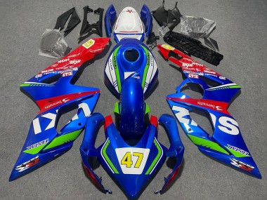 Best 2005-2006 Suzuki GSXR 1000 Motorcycle Fairings - Blue Green White Red 47 Racing UK