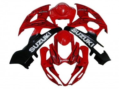 Best 2005-2006 Suzuki GSXR 1000 Motorcycle Fairings - Red Black Flame White UK