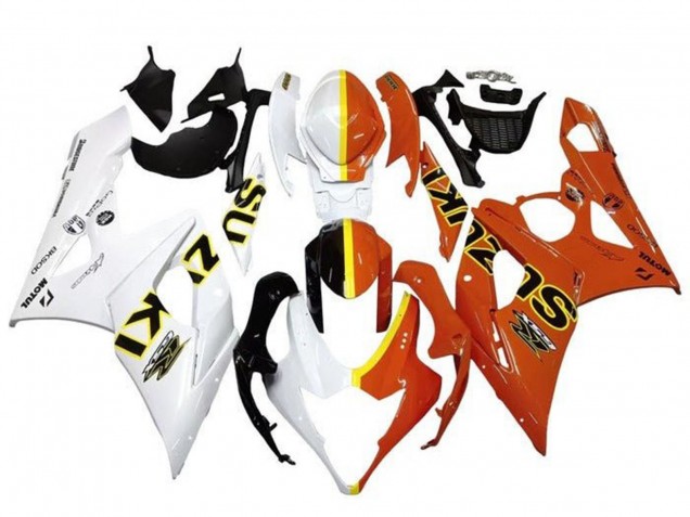 2005-2006 Suzuki GSXR 1000 Motorcycle Fairings - White Orange Yellow Split UK