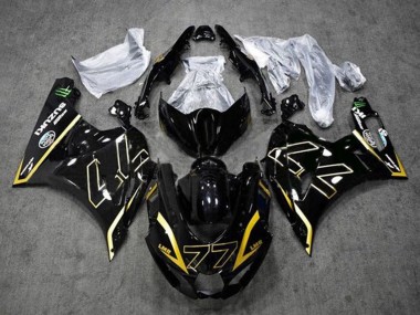 Best 2017-2024 Suzuki GSXR1000 Motorcycle Fairings - Black Gold 77 UK