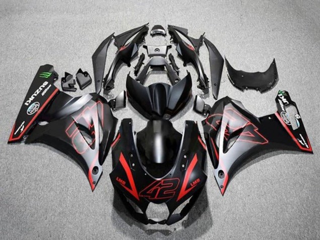 2017-2024 Suzuki GSXR1000 Motorcycle Fairings - Matte Black Red 42 UK