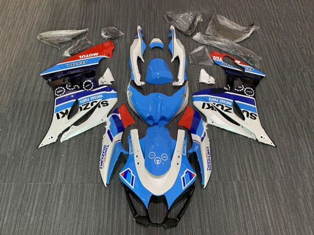 2017-2024 Suzuki GSXR1000 Motorcycle Fairings - White Blue Stripe Red Motul UK