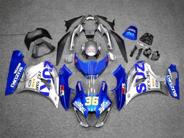 2017-2024 Suzuki GSXR1000 Motorcycle Fairings - Blue Silver Ecstar 36 UK