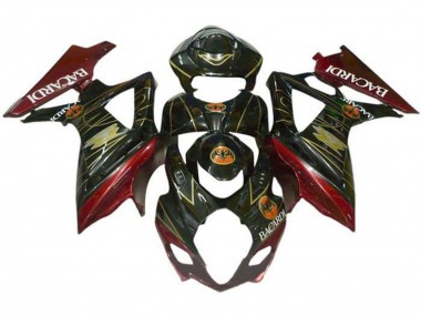 Best 2007-2008 Suzuki GSXR 1000 Motorcycle Fairings - Black Red Gold BACARDI UK