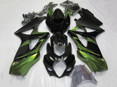 Best 2007-2008 Suzuki GSXR 1000 Motorcycle Fairings - Green Glossy Black UK