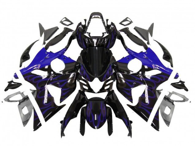 2009-2016 Suzuki GSXR 1000 Motorcycle Fairings - Glossy Black Blue Flame UK