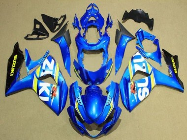 Best 2009-2016 Suzuki GSXR 1000 Motorcycle Fairings - Blue White Yellow Stripe Black UK