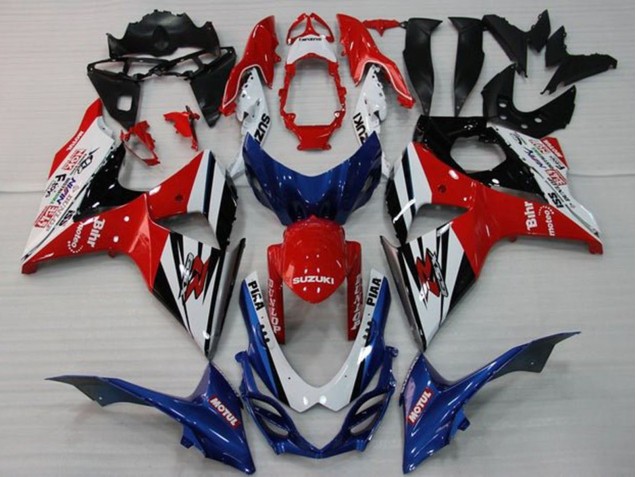 2009-2016 Suzuki GSXR 1000 Motorcycle Fairings - White Red Blue Black Stripe UK
