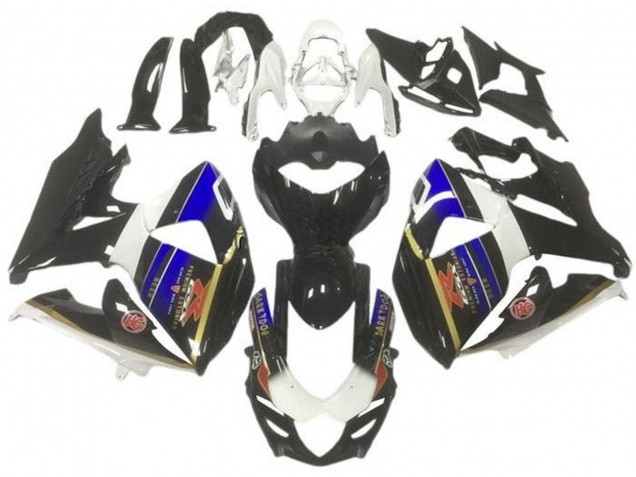 2009-2016 Suzuki GSXR 1000 Motorcycle Fairings - White Blue Black Gold Stripe UK