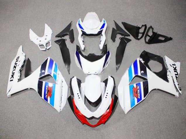 2009-2016 Suzuki GSXR 1000 Motorcycle Fairings - White Blue Red Black Stripe UK