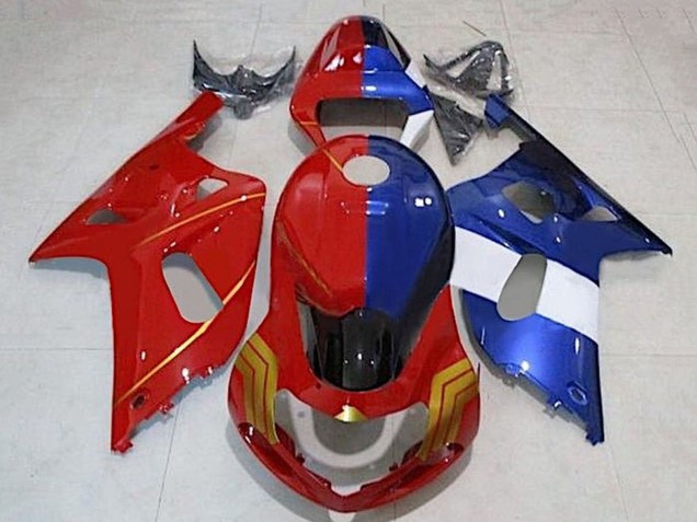 2001-2003 Suzuki GSXR 600 / GSXR 750 Motorcycle Fairings - Red Blue Split Gold UK