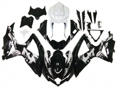 Best 2008-2010 Suzuki GSXR 600 / GSXR 750 Motorcycle Fairings - White Glossy Black Leyla UK