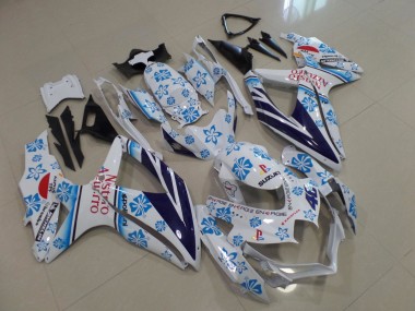 Best 2008-2010 Suzuki GSXR 600 / GSXR 750 Motorcycle Fairings - White Blue Flower Red Nastro Azzurro UK