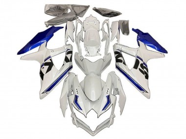 Best 2008-2010 Suzuki GSXR 600 / GSXR 750 Motorcycle Fairings - White Blue Black Stripe UK