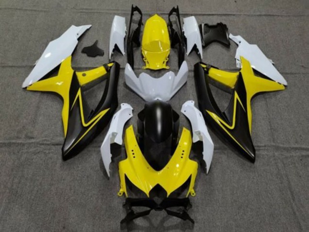 2008-2010 Suzuki GSXR 600 / GSXR 750 Motorcycle Fairings - White Yellow Grey Black UK