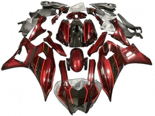2021-2024 Yamaha YZF R7 Motorcycle Fairings - Dark Red Black UK