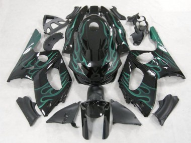 Best 1996-2007 Yamaha YZF600R Thundercat Motorcycle Fairings - Black Green Flame UK