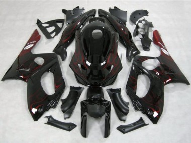 Best 1996-2007 Yamaha YZF600R Thundercat Motorcycle Fairings - Glossy Black Red Flame UK