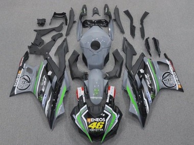 Best 2019-2021 Yamaha YZF R3/R25 Motorcycle Fairings - Grey Black Green Black ENEOS Monster 46 UK