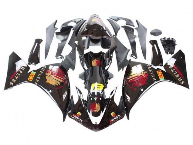2009-2011 Yamaha YZF 1000 R1 Motorcycle Fairings - Glossy Black Red Yellow Sheltes UK