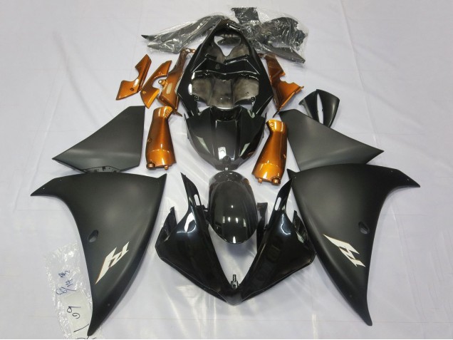 2009-2011 Yamaha YZF 1000 R1 Motorcycle Fairings - Glossy Black Matte Black Orange UK