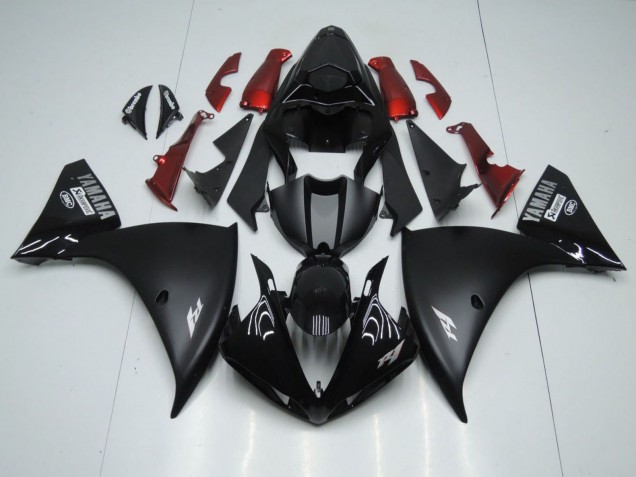 2009-2011 Yamaha YZF 1000 R1 Motorcycle Fairings - Glossy Black Matte Black White Decal Red UK