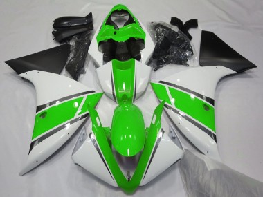 Best 2009-2011 Yamaha YZF 1000 R1 Motorcycle Fairings - White Green Matte Black UK
