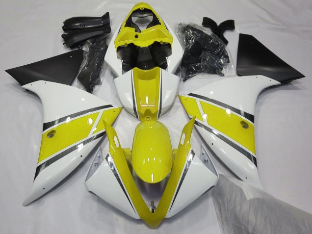 2009-2011 Yamaha YZF 1000 R1 Motorcycle Fairings - White Yellow Matte Black UK