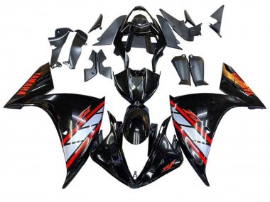 Best 2012-2014 Yamaha YZF 1000 R1 Motorcycle Fairings - Glossy Black Silver Red Stripe UK