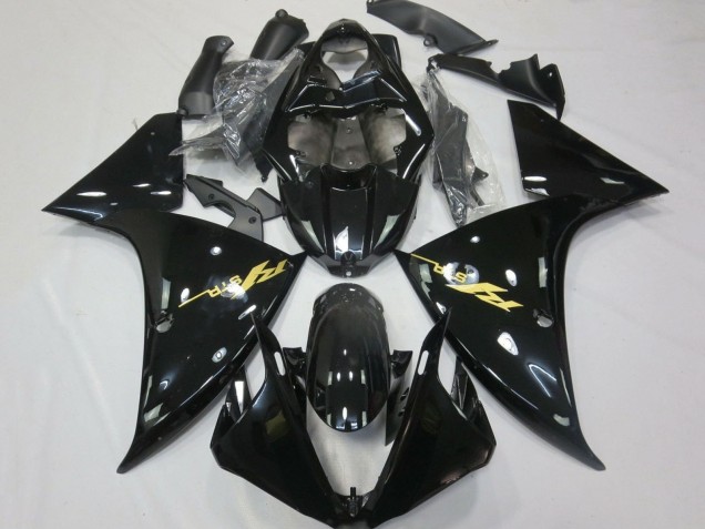 2012-2014 Yamaha YZF 1000 R1 Motorcycle Fairings - Glossy Black Gold Decals UK