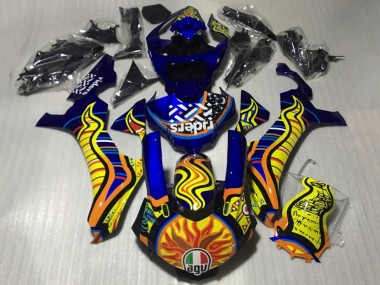 Best 2015-2019 Yamaha YZF 1000 R1 Motorcycle Fairings - Blue Yellow Orange Tribal Sun UK
