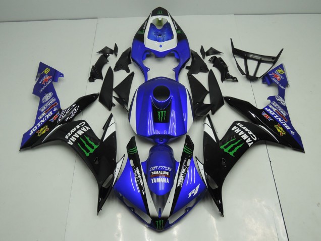 2004-2006 Yamaha YZF 1000 R1 Motorcycle Fairings - Blue White Black Green Monster Energy UK