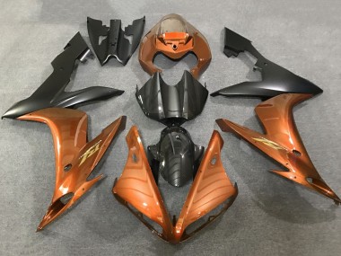 Best 2004-2006 Yamaha YZF 1000 R1 Motorcycle Fairings - Orange Faux Carbon Fiber Matte Black UK