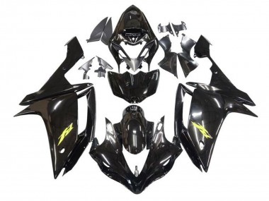 Best 2007-2008 Yamaha YZF 1000 R1 Motorcycle Fairings - Glossy Black Gold Decal UK