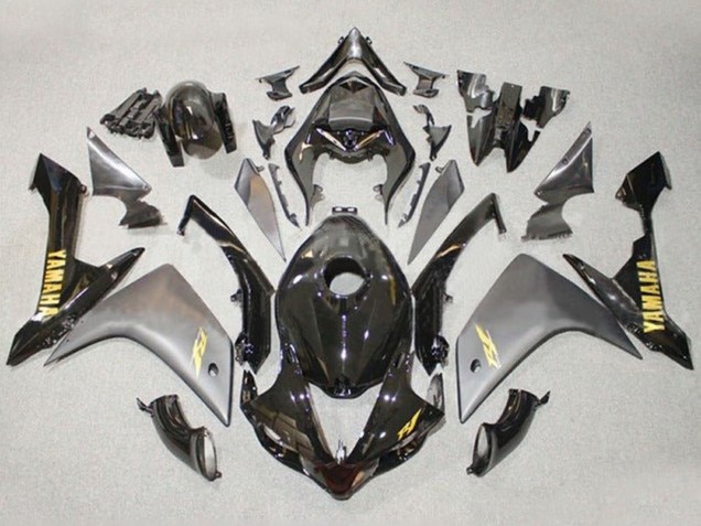 2007-2008 Yamaha YZF 1000 R1 Motorcycle Fairings - Grey Glossy Black Gold Decal UK