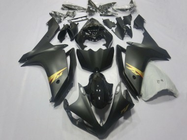 Best 2007-2008 Yamaha YZF 1000 R1 Motorcycle Fairings - Glossy Black Matte Black Gold Decal UK