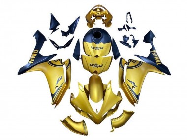 Best 2007-2008 Yamaha YZF 1000 R1 Motorcycle Fairings - Gold Blue UK