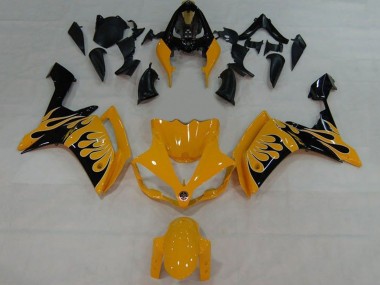 Best 2007-2008 Yamaha YZF 1000 R1 Motorcycle Fairings - Yellow Black Flame UK