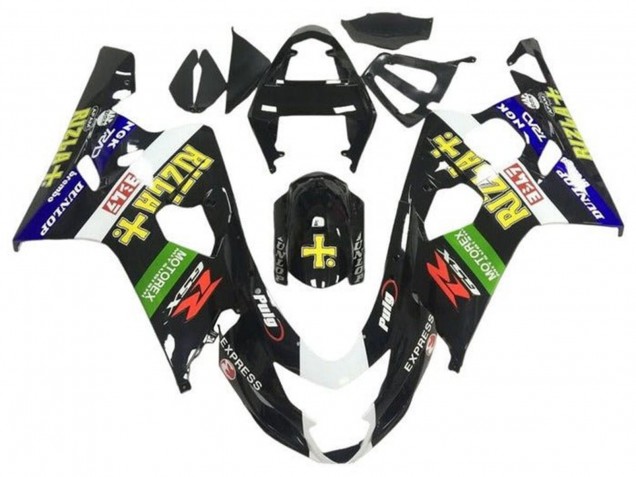 2004-2005 Suzuki GSXR 600 / GSXR 750 Motorcycle Fairings - Glossy Black Blue Green Yellow Rizla UK