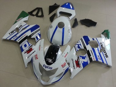 Best 2004-2005 Suzuki GSXR 600 / GSXR 750 Motorcycle Fairings - White Blue Black Green Tyco UK