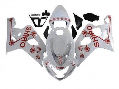 Best 2004-2005 Suzuki GSXR 600 / GSXR 750 Motorcycle Fairings - White Red Shiro UK