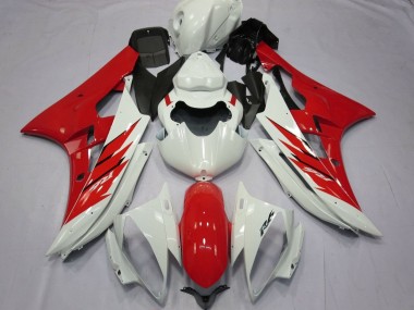 Best 2006-2007 Yamaha YZF R6 Motorcycle Fairing - White Red UK