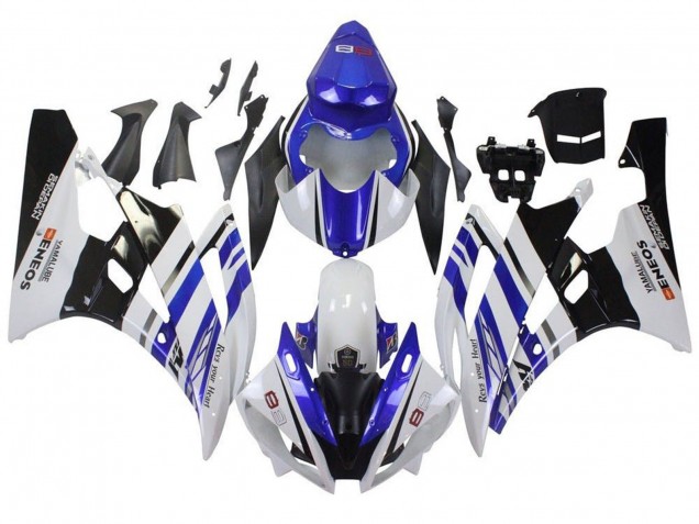 2006-2007 Yamaha YZF R6 Motorcycle Fairings - White Blue Black ENEOS Yamalube UK