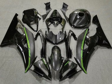 Best 2008-2016 Yamaha YZF R6 Motorcycle Fairings - Black Carbon Fiber Style Green UK