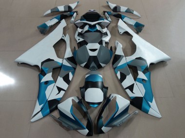Best 2008-2016 Yamaha YZF R6 Motorcycle Fairing - White Blue Grey Black Camouflage UK