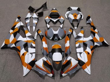 Best 2008-2016 Yamaha YZF R6 Motorcycle Fairings - White Orange Grey Black Camouflage UK