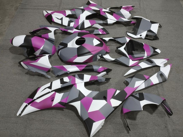 2008-2016 Yamaha YZF R6 Motorcycle Fairings - White Pink Grey Black Camouflage UK
